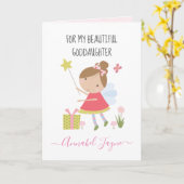 Gods dochter verjaardagsmeisjes roze roze roze kaart (Gele Bloem)