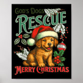 God's Dogs Rescue Christmas Santa Golden Retriever Poster (Voorkant)