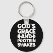 Gods genade en eiwit schudt Bodybuilding Gym Fi Sleutelhanger (Voorkant)