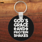 Gods genade en eiwit schudt Bodybuilding Gym Fi Sleutelhanger (Voorkant)