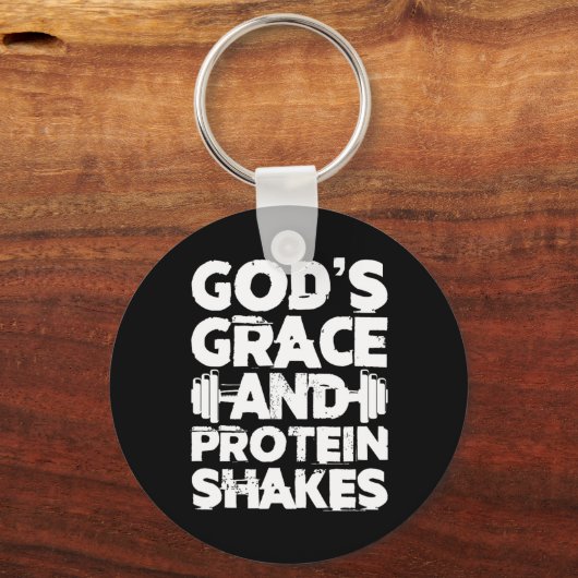 Gods genade en eiwit schudt Bodybuilding Gym Fi Sleutelhanger (Voorkant)