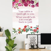 Gods geschenk is uw talent rode Paarse Roos ratio  Poster (Thuiskantoor)