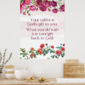 Gods geschenk is uw talent rode Paarse Roos ratio  Poster (Keuken)