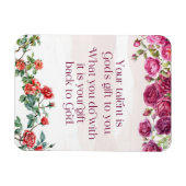 Gods geschenk is uw talent  rode Paarse Rozen Magneet (Horizontaal)