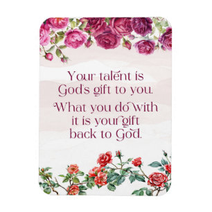 Gods geschenk is uw talent rode Paarse Rozen Magneet