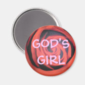 God's Girl Red Rose Magneet (Voorkant / Achterkant)