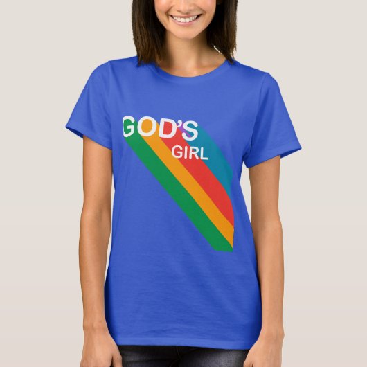 God's Girl Retro Rainbow Script Christelijk T-shirt (Voorkant)