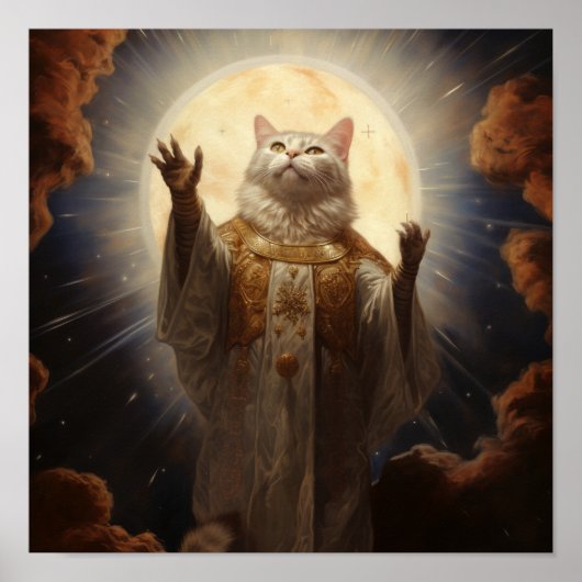 Gods Goddelijke Feline: Majestic Cat Poster (Voorkant)
