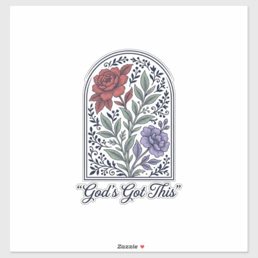 Gods Got This Vintage Bloemige Geest Sticker (Vel)