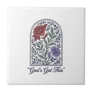 Gods Got This Vintage Bloemige Trouw Tegeltje