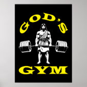 God's Gym, Grappige Jesus Workout Bodybuilding Gym Poster (Voorkant)