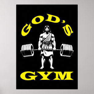 God's Gym, Grappige Jesus Workout Bodybuilding Gym Poster