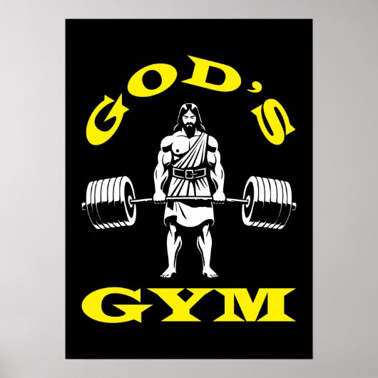 God's Gym, Grappige Jesus Workout Bodybuilding Gym Poster (Voorkant)