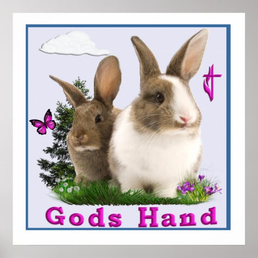 Gods Hand Bunny Poster (Voorkant)