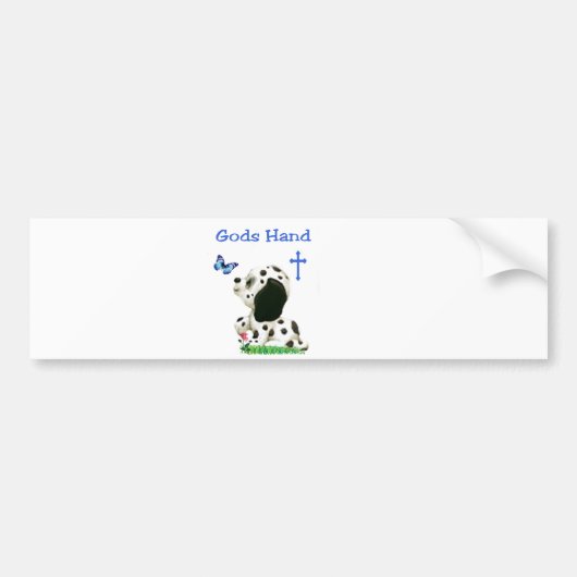 Gods hand puppy bumpersticker (Voorkant)