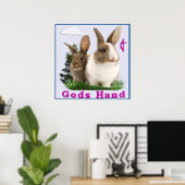 Gods hand Rabbits Poster (Thuiskantoor)