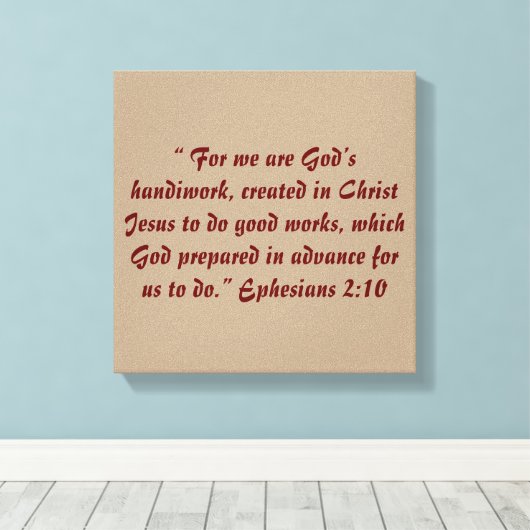 "Gods handwerk" 12 x 12 Schrift verpakt Canvas (Insitu (Houten vloer))