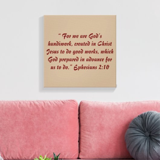 "Gods handwerk" 12 x 12 Schrift verpakt Canvas (Insitu (Woonkamer))