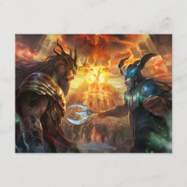Gods Heimdall and Loki fighting at Ragnarök Briefkaart