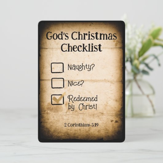 GODS KERST CHECKLIST Christelijk Gepersonaliseerd Feestdagenkaart (Staand voorkant)