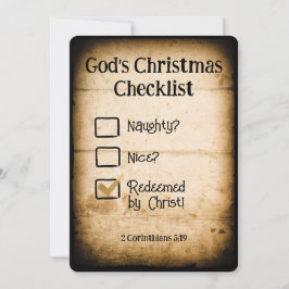GODS KERST CHECKLIST Christelijk Gepersonaliseerd Feestdagenkaart