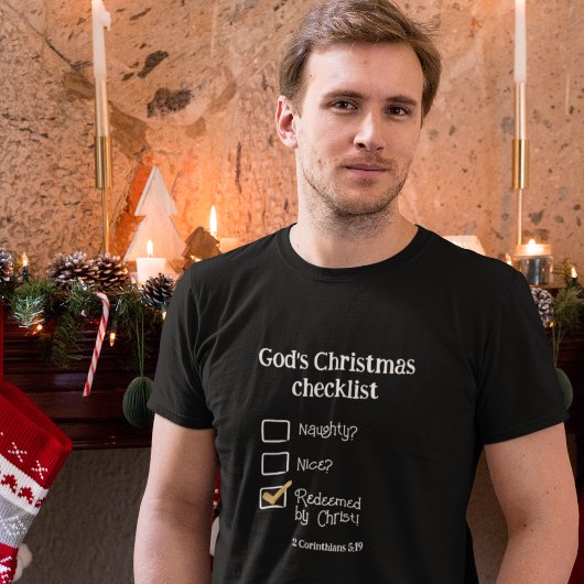 GODS KERST CHECKLIST CHRISTELIJK MANNEN T-SHIRT