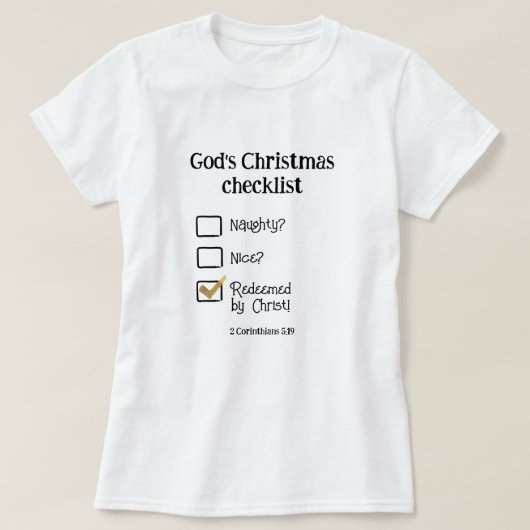 GODS KERST CHECKLIST Christelijke Vrouwen T-shirt (Design voorkant)