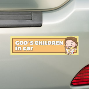 Gods kinderen in de auto Schattigee Cartoon Jesus  Bumpersticker
