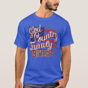 Gods land Familie Bikers Patriotic Motorcycle Rid T-shirt