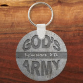 Gods Leger - Ephesianen 6:12 Bijbelverse metalen g Sleutelhanger (Voorkant)