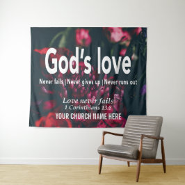 GODS LIEFDE FAALT NOOIT 1 Kor 13:8 Kerk Wandkleed