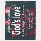 GODS LIEFDE FAALT NOOIT IN Christelijke Bijbelse f Fleece Deken (Voorkant)