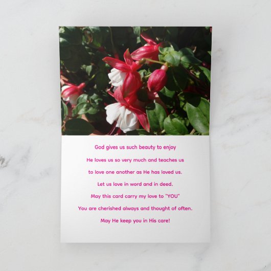 Gods liefde, Fuschia Flower Kaart (Binnen)