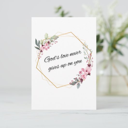 Gods liefde geeft nooit op bedankkaart (Staand voorkant)