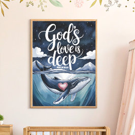God's liefde is diep Boho christelijke kinderkamer Poster
