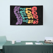 Gods liefde is volledig inclusief Christelijk Jesu Spandoek (Beurs)