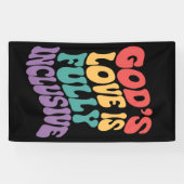Gods liefde is volledig inclusief Christelijk Jesu Spandoek (Horizontaal)
