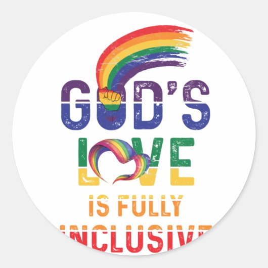 God's liefde is volledig inclusieve LGBTQ Ally Gay Ronde Sticker (Voorkant)