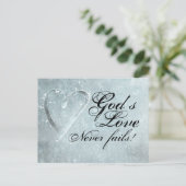 Gods liefde mislukt nooit Valentijnsdag Briefkaart (Staand voorkant)