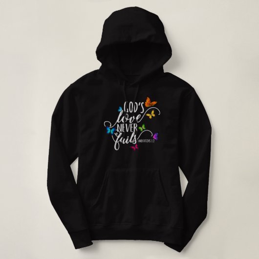 Gods liefde mislukt nooit - vlinderkunst - religie hoodie (Design voorkant)