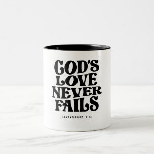 Gods liefde verdraagt zich - Lamentaties 3:22 Chri Tweekleurige Koffiemok