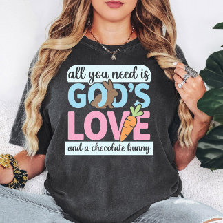 God's Love Chocolade Konijn Wortel Pasen Citaat T-shirt