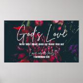 GOD'S LOVE FAALT NOOIT Christelijke Lijst Kunst vo Poster (Voorkant)