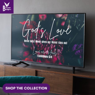 GOD'S LOVE FAALT NOOIT Christelijke Lijst Kunst vo Poster