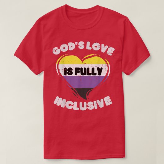 Gods Love Fully Inclusive Nonbinary Heart Enby NB T-shirt (Design voorkant)