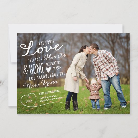Gods Love Holiday Photo Card / Black Back Feestdagenkaart (Voorkant)