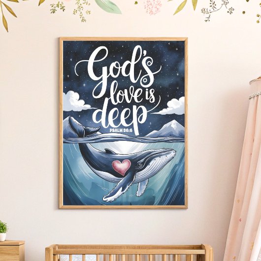 God's Love is Deep Boho Christelijke Nursery Wall  Poster
