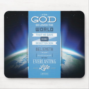 God's Love Mousepad - John 3:16 Bible Verse Muismat