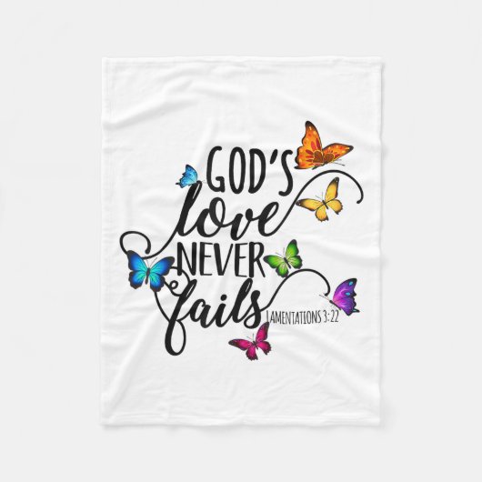 God's Love Never Fails - Butterfly Art - Religious Fleece Deken (Voorkant)