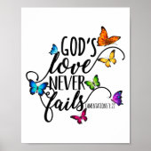 God's Love Never Fails - Butterfly Art - Religious Poster (Voorkant)